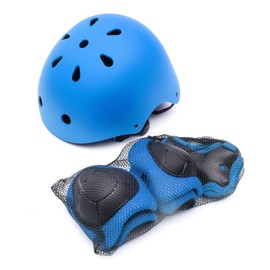 ABS Protective 7 Piece Set Knee Elbow Wrist Pads With Helmet Scooter Blue