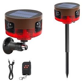 Alarma con sensor de movimiento: ladridos de perro y sonido de disparo, sirena de 129 db, grabación de soporte, 13 tipos de luz estroboscópica de sonido