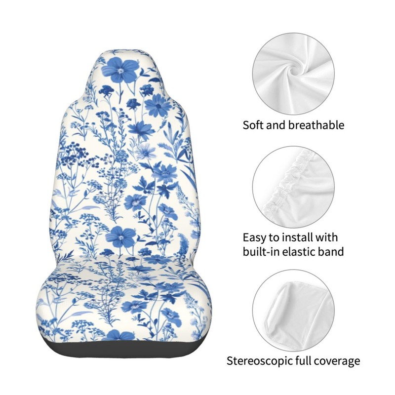 BzcjLyhbZ Blue Floral Car Seat Covers, Automotive Comfort for Most