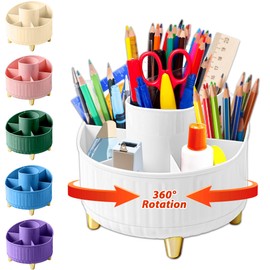 ZVNNZOM Pen Holder For Desk, 7 Slots 360°Degree Rotating Pencil Holder And Desk Organizer, Office Accessories For Teacher Supplie, Home Office Essential, Marker Organizer, School