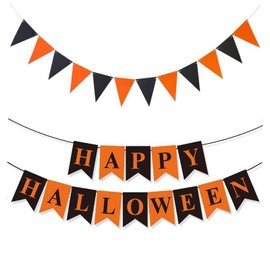 CHENLONB ハロウィン 三角旗 ガーランド 飾り付け バナー 壁飾り パーティー飾り ハロウィンオーナメント 2本セット