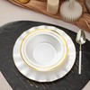 50 Pack 12oz Peal White Plastic Bowls with Gold Rim