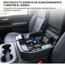 Organizador de Consola Central para GMC Sierra Silverado Bandeja Almacenamiento ABS Anti-Ruido Inserción Reposabrazos Maximizar el Espacio Accesorio Camión Instalación Fácil
