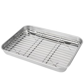 NUOLUX Deep Frying Bat, Cooking Net, Shallow Type, Oil Drainer, Stainless Steel Tempura Tray, Oil Draining Net, Oil Fried, Frying Dish, Simmering Baking Suitable, Oven Compatible, Dishwasher Safe 9.06