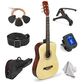 Classical Acoustic Guitar For Kids By MasterPlay- 30” Beginner Guitar For Learners- Accoustic String Guitar Starter Kit: Guitar Bag, Tuner, Strap, Extra Strings, Picks, Wash Cloth, Capo (Natrual)