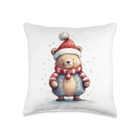 Icebear theme Christmas Danish Design Polar Bear Winter Throw Pillow, 16x16, Multicolor