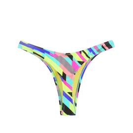 RELLECIGA Bikini de corte alto para mujer, Rayas neón, M