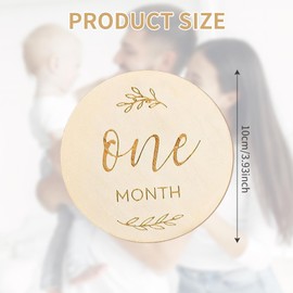 7 Pcs Wooden Baby Milestone Cards Months Signs Double-Sided 0-12 Growth Recording Discs 10cm Round Month Baby Milestone Signs for Months Newborns, Parents Gift, Hospital Boys Girls Photo Props Keepsak