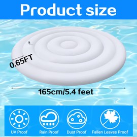 5.4 Ft Inflatable Hot Tub Cover, Round Hot Tub Cover, Energy Saving Lid for Round Hot Tub, Outdoor Inflatable Hot Tub, Foldable Protective Rain Overflow Cover for Outdoor Inflatable Hot Tubs