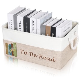 Dawutian TBR Book Organizers and Storage Basket ,Collapsible Storage Basket for Books with Handles, to Be Read List Storage Bin for Office Home Shelves Book Club Members（16.1 x 12.2 x 8.2inch）