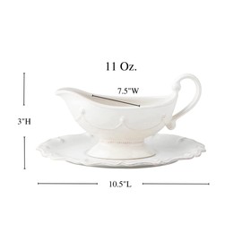Juliska Berry & Thread Sauce Boat and Stand - Whitewash