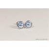 Sterling Silver Light Blue Pearl Stud Earrings Wire Wrapped Handmade