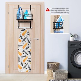 Over The Door/Wall Mount Ironing Board Hanger, Laundry Room Iron and Ironing Board Caddy Storage for Water Mister, Fabric Sprays, Laundry Detergent, White