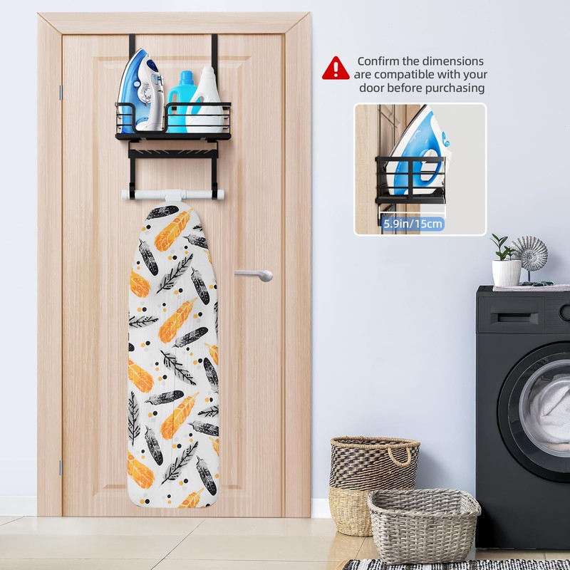 Over The Door/Wall Mount Ironing Board Hanger, Laundry Room Iron