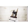 Rustic Western Elk Moose Deer by Pine Forest Wooden Wall