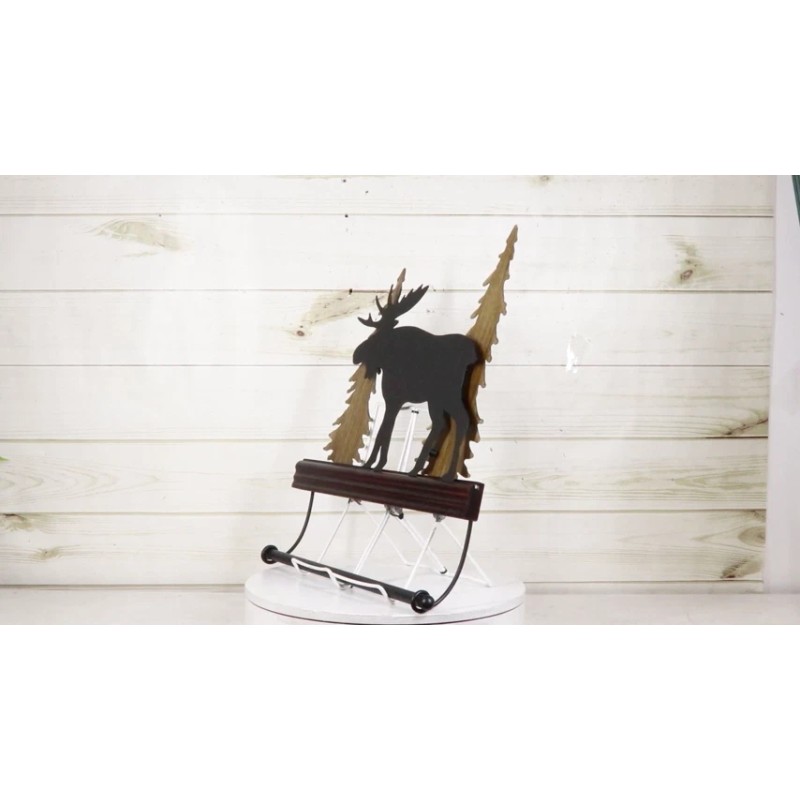 Rustic Western Elk Moose Deer by Pine Forest Wooden Wall