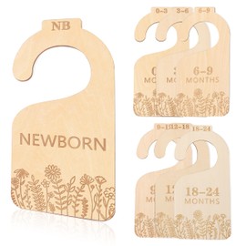 WAOUH Wildflower baby clothing dividers, 7 pieces of exquisite wooden baby closet dividers, double-sided baby hanger storage, sizes from NB to 24 months, cut room decoration, wildflower hangers