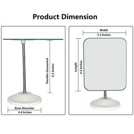 YEAKE Adjustable Flexible Gooseneck Makeup Mirror,360°Rotation Folding Portable Desk Vanity Mirror with Stand Shower Shaving Cosmetic Mirror Square