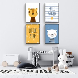 Donari ® - Lovingly Designed Set of 4 Posters for Children in A4 - Posters for Children's Room - Children's Room Decoration Boy - Creative Gift for Birth - Baby Shower Gift