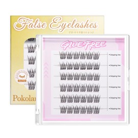 Pokolan Lamb, 36 Bundles, Partial Eyelashes, False Eyelashes, No Glue, No Glue, No Glue, 1 Second, No Glue Required, For Parts, Ultra Lightweight, Popular, Cute, Difficult to Fall Off, Strong Adhesion