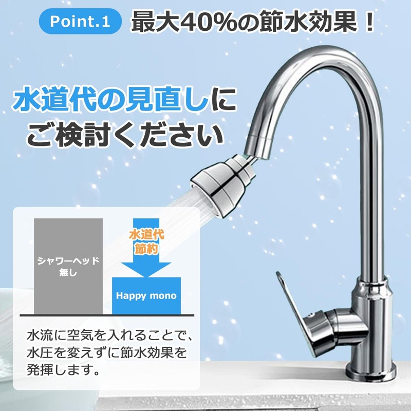 Happy mono Faucet Shower Head Water Saving Kitchen Tip Replacement