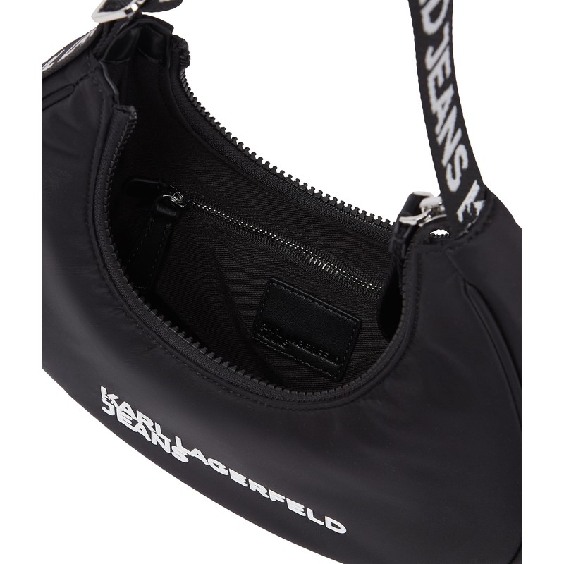 KARL LAGERFELD JEANS Women's Essential Nylon Moon Bag, black