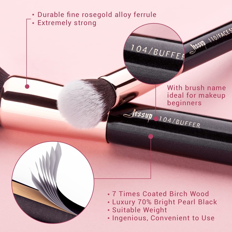 Jessup Makeup Brush Set, 25-Piece Cosmetic Makeup Brush Set For