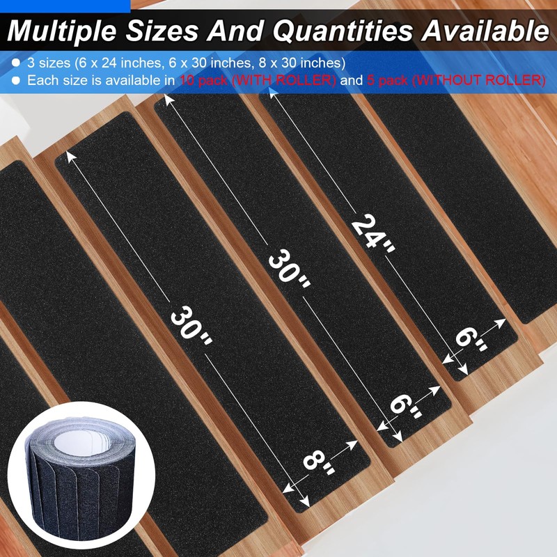 SMILOOL Outdoor Stair Treads Non-Slip Step Strips for Wooden Steps