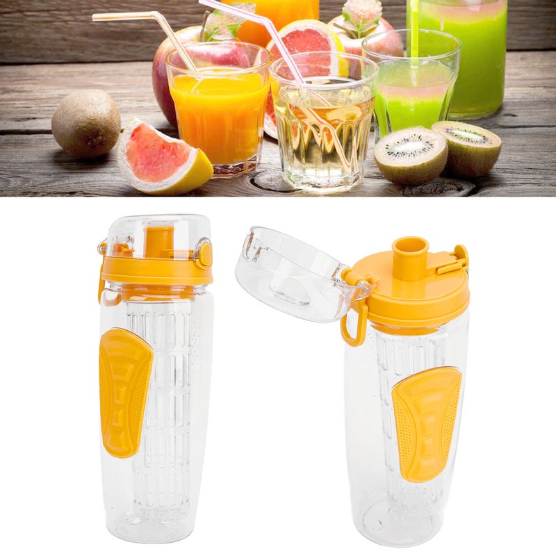 Fruit Infuser Water Bottle Anti Slip Grip Flip Top Lid