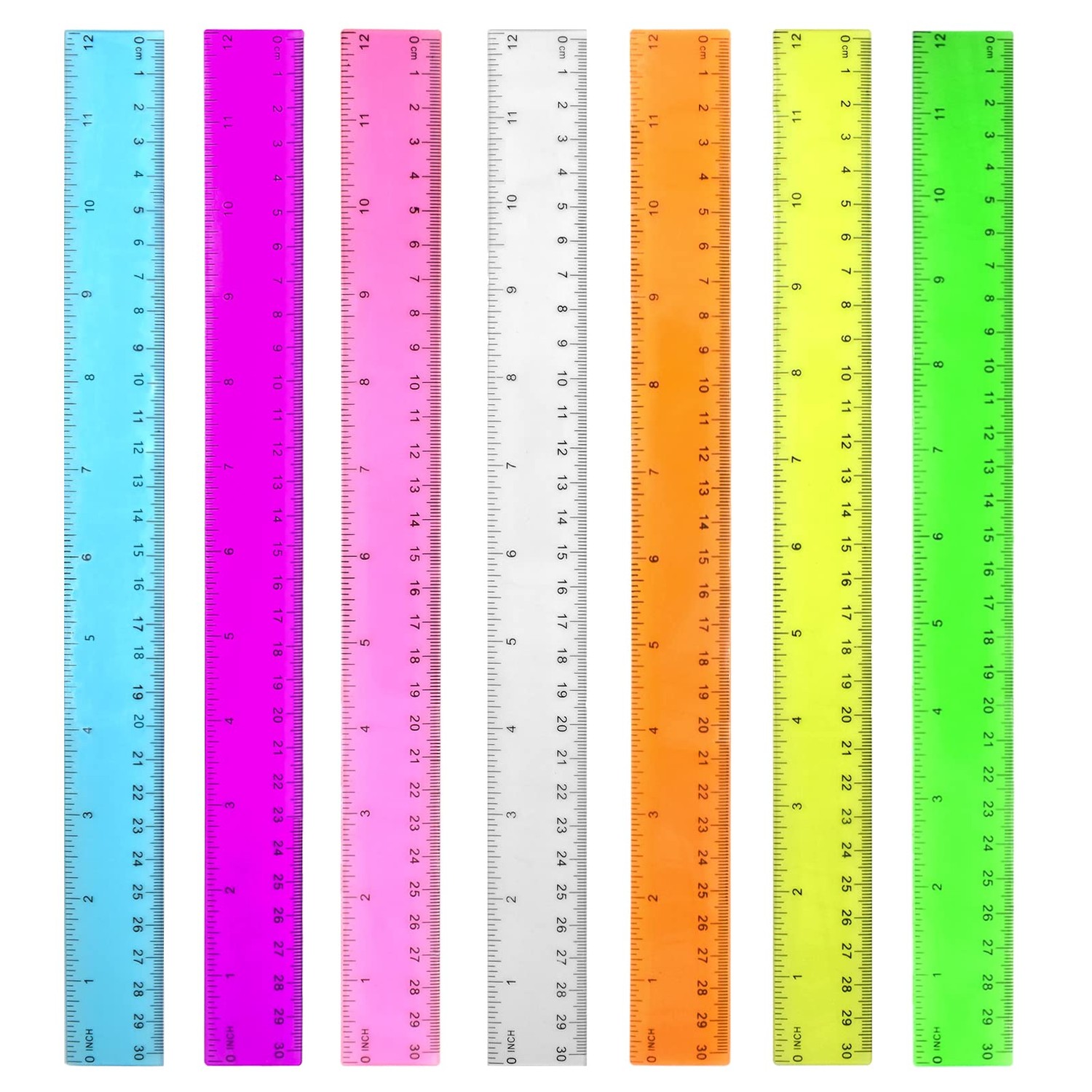 Color Transparent Ruler Plastic Rulers - Ruler 12 inch, Kids Ruler for ...