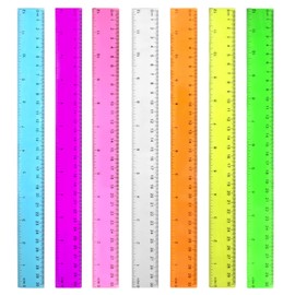 Color Transparent Ruler Plastic Rulers - Ruler 12 inch, Kids Ruler for School, Ruler with Centimeters, Millimeter and Inches, Assorted Colors, Clear Rulers, 7 Pack School Rulers