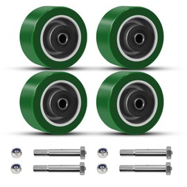 HANDSAMMU 4" x 2" Industrial Casters, Polyurethane on Aluminum Wheel, Roller Bearing-1/2" Bore, Set of 4 Heavy Duty Caster Wheel with 4000 lbs Capacity (4 Pack)