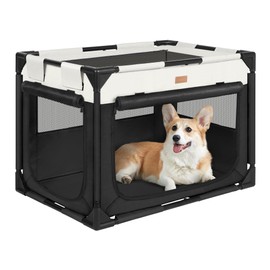Dog Crate - Soft Pet Kennel for Dogs/Cats, 3-Door Breathable Travel Cage with Mesh Window, Portable Dog Kennel for Indoor & Outdoor, Black-XL