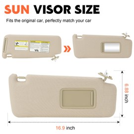 Beige Passenger Right Side Sun Visor Replacement Compatible with 2010-2023 Toyota 4RUNNER Replace 74310-35B00-E1