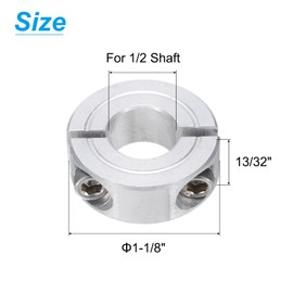 QUARKZMAN Pack of 2 Double Split Clamping Ring for 1/2 Inch Shaft, Two Piece Clamping Ring, 1-1/8 Inch Outer Diameter, 13/32 Inch Thickness, Aluminium Alloy Clamping Ring with Threaded Screw