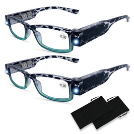 DuanMei Reading Glasses with Light Bright LED Readers Lighted Magnifier Nighttime Reader