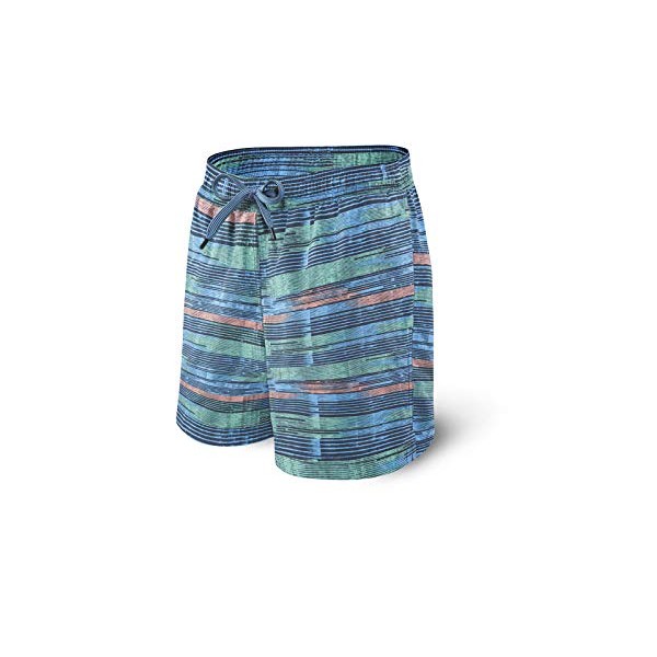 SAXX Underwear Co. Swim Shorts â Cannonball 2N1 Long Swim Trunks with Pockets â Board Shorts with Mesh Liner Mens|Blue Point Break|Small