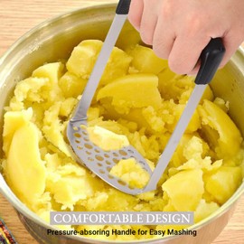 Haofy Machacador de Patatas, Machacador de Ajos, Machacador de Frijoles, Trituradora de Ajo Patatas para Machacar Ajos de Acero Inoxidable para Puré de Papas, Verduras y Frutas