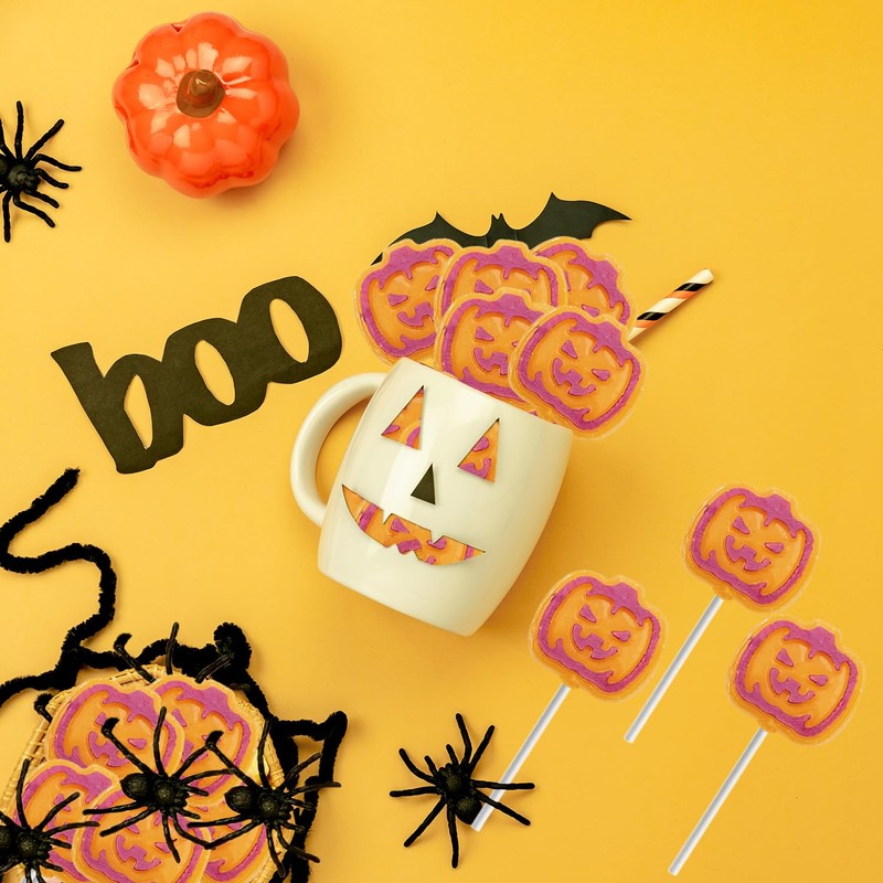 Fruidles Orange Pumpkin Tattoo Lollipop Suckers Candy, Great for Goody
