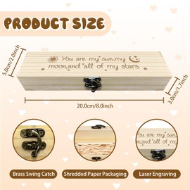 CHGCRAFT Pregnancy Test Keepsake Box Sun Moon Star Wooden Pregnancy Announcement Gifts Box with Raffia Ribbon and Lock Announcement Gifts for Dad Husband, 8 x 2 x 1.2 Inches