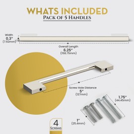 Southern Hills Brushed Nickel Cabinet Pulls - 128mm - Satin Nickel Drawer Handles, Modern Kitchen Cabinet Handles, Silver Kitchen Handles for Cabinets and Drawer Pulls, Cupboard Door Hardware