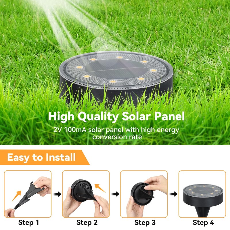 ELUTENG Solar Lights for Outside, 8 Pack Solar Ground Lights