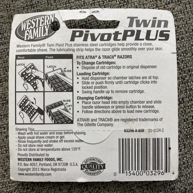 Western Family Twin Pivot PLUS Blades Razor Cartridges Trac II