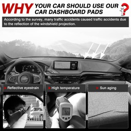Autorder Dashboard Cover Mat for Acura MDX 2022 2023 2024 2025 Accessories Dash Cover Flannel Dash Mat Sunshade Glare UV Rays Protector