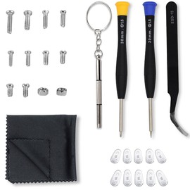 Eyeglass Repair Kit with Anti Slip Glasses Nose Pad Replacement and Glasses Screws, Tool Kits for Sunglass, Eye Glass Repairing Kit with Eyeglass Screws and Nose Pads, Eye Glass Screwdriver Kits