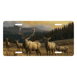 Muishi Elk Decorative License Plate, Vanity Tag, Metal License Plate, Aluminum Novelty License Plate Home Decor for Men/Women/Boy/Girls 6 X 12 Inch (4 Holes)