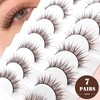 7 Paare 3D Brown Falsche Wimpern Katzenauge, Flauschiges Volumen Curly