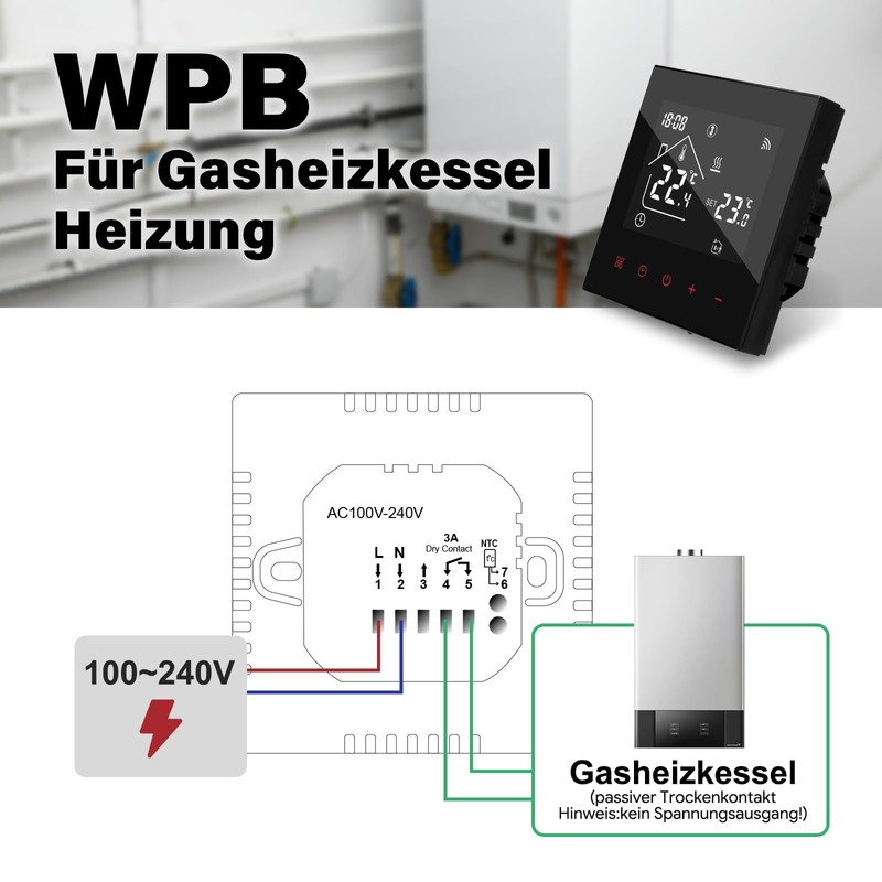 Beok Thermostat Heating Smart WLAN Thermostats for Boiler Heating Intelligent