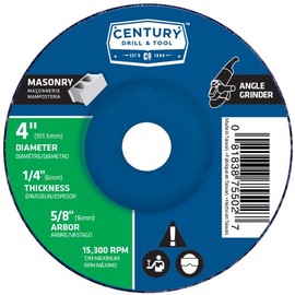 Century Drill & Tool 75502 Type 27 Masonry Grinding Wheel, 4" X 1/4"