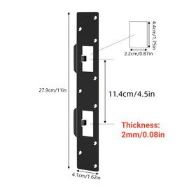 Double Holes Latch Reinforcement Plate Heavy Duty Security Latch Plate Security Striker Plates for Exterior Interior Door Deadbolt Fix Door Frame for 4.5 inch Hole Center (Black-2Pcs)